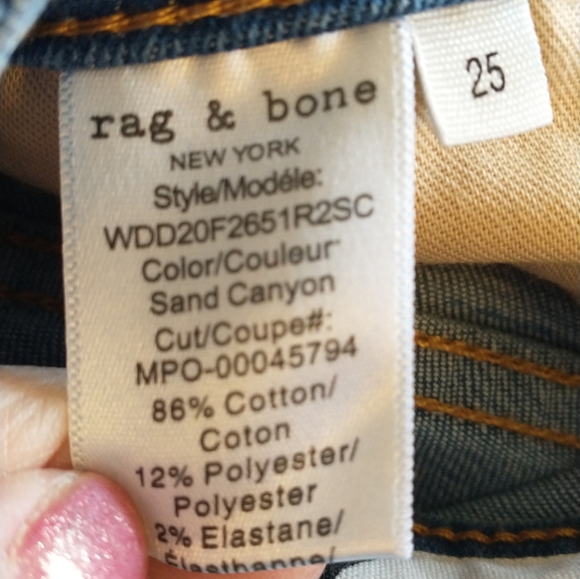 Rag & Bone High Waisted High Rise Skinny Blue Denim Jeans Size 25 - Picture 9 of 9